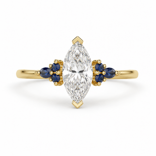 Sapphire Accent Marquise Diamond Engagement Ring