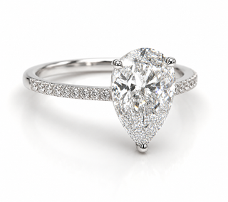Classic Pear Solitaire Pavé Engagement Ring