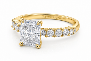 Graduated Pavé Diamond Band Radiant Cut Engagement Ring