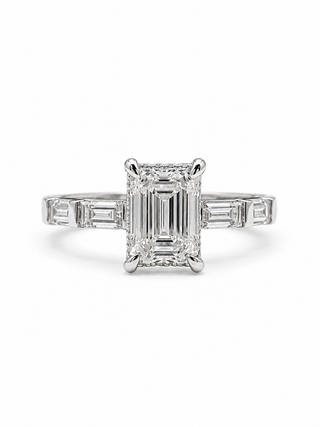 Tapered Step-Cut Emerald Diamond Engagement Ring