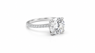 Pavé Band Cushion Cut Diamond Engagement Ring
