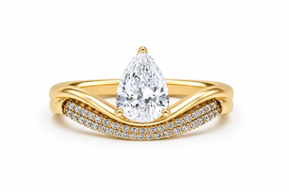 Curved Pavé Pear Engagement Ring
