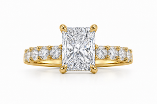 Graduated Pavé Diamond Band Radiant Cut Engagement Ring