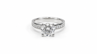 Pavé Band Pear Cut Diamond Engagement Ring