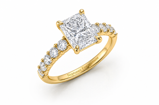 Graduated Pavé Diamond Band Radiant Cut Engagement Ring