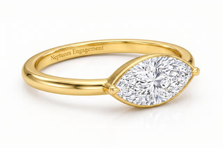 18K Yellow Gold Smooth Solitaire Band Marquise Cut Diamond Engagement Ring