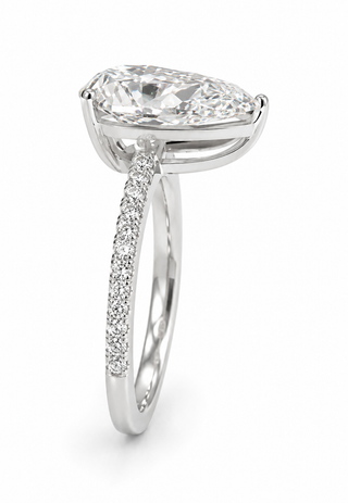 Classic Pear Solitaire Pavé Engagement Ring