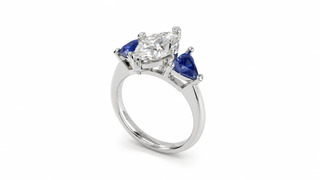 Marquise Diamond Blue Gemstone Three-Stone Engagement Ring