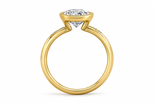 Tapered Pavé Band Bezel Setting on an Oval Cut Engagement Ring