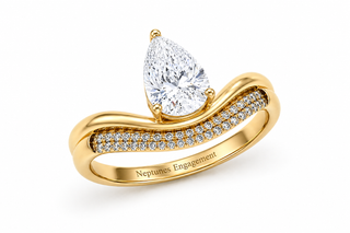 Curved Pavé Pear Engagement Ring