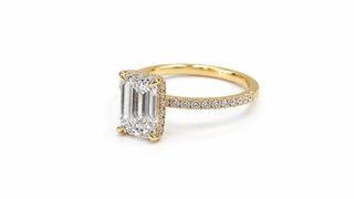 Hidden Halo Emerald Cut Diamond Engagement Ring