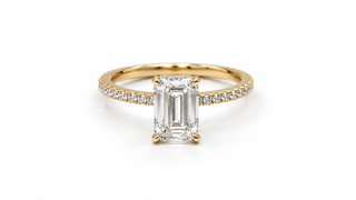 Hidden Halo Emerald Cut Diamond Engagement Ring