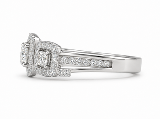 Triple Halo Band Cushion Cut Diamond Engagement Ring