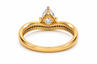 Curved Pavé Pear Engagement Ring
