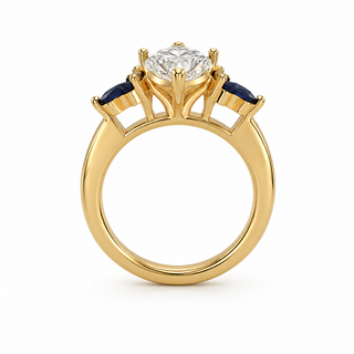 Sapphire Accent Marquise Diamond Engagement Ring