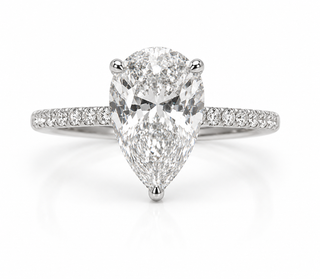 Classic Pear Solitaire Pavé Engagement Ring