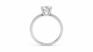 Pavé Band Cushion Cut Diamond Engagement Ring