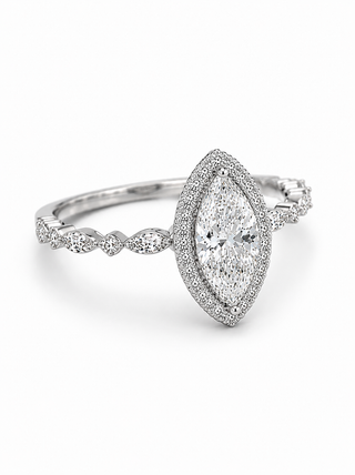 Halo Band Marquise Cut Diamond Engagement Ring