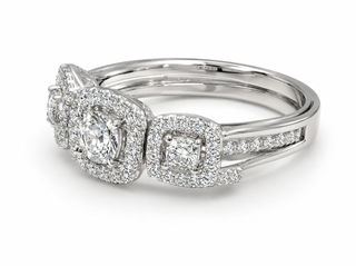 Triple Halo Band Cushion Cut Diamond Engagement Ring