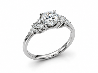 Cluster Band Round Diamond Engagement Ring