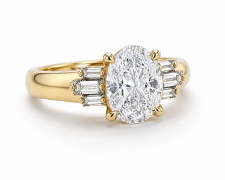 Orion Baguette Oval Diamond Engagement Ring – Custom Oval Cut with Baguette Side Stones