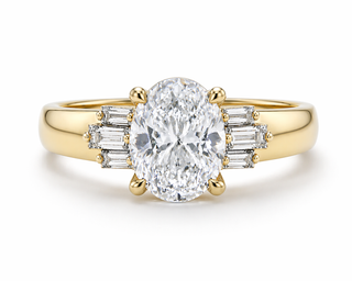 Orion Baguette Oval Diamond Engagement Ring – Custom Oval Cut with Baguette Side Stones