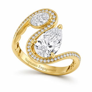 Celestial Dual Stone Bypass Diamond  Engagement Ring