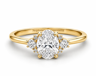Crown Oval Diamond Engagement Ring
