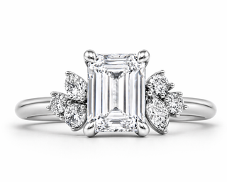 Crown Royale Emerald Diamond Engagement Ring 18k Gold